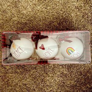Rae Dunn glass ornaments set